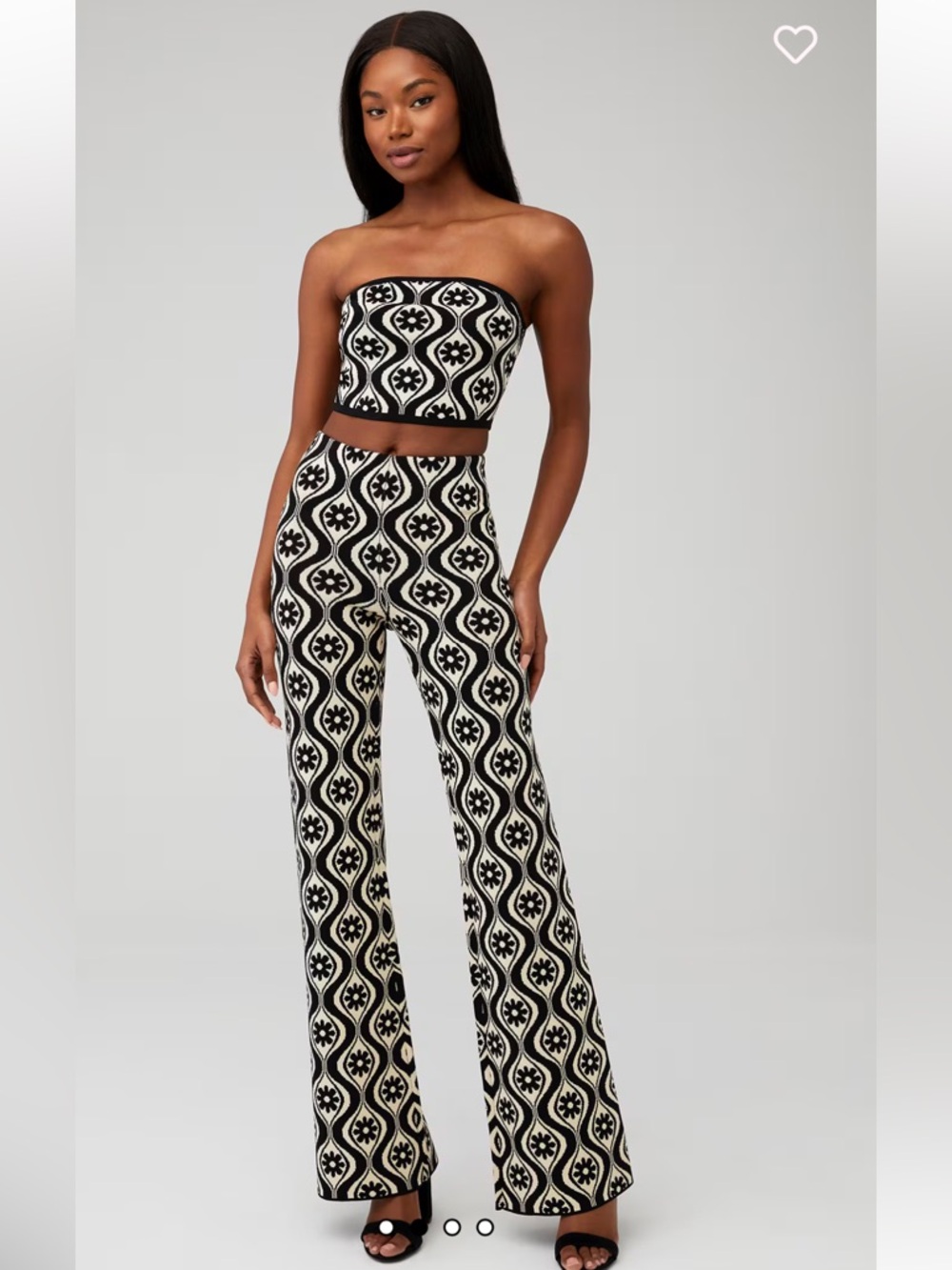 Finders Keepers Quinn Black/Cream Geometric Knit Pants and Top SET NWT $355